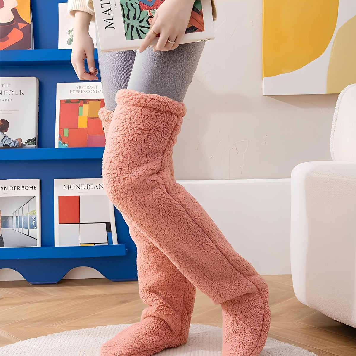 Camellia - Warme Winter-Damensocken über das Knie