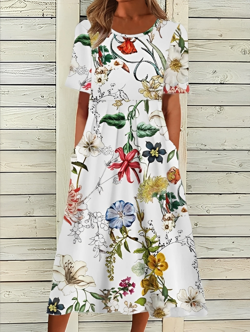 Tiffany - Stilvolles Midikleid mit Blumenmuster für Damen
