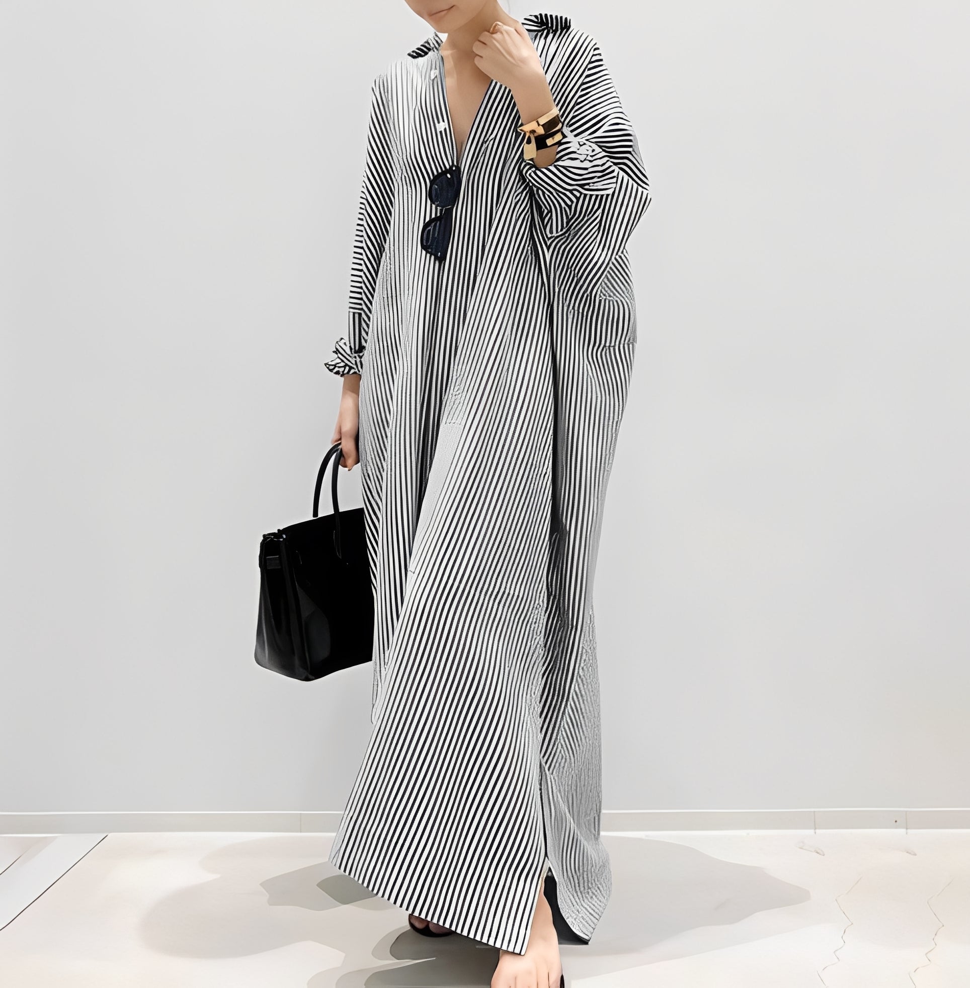 Jasmine - Elegantes gestreiftes Hemdblusenkleid für Frauen