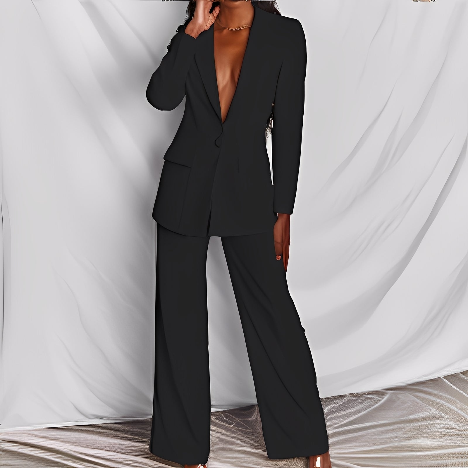 Darcey - Breites, modernes Damenanzug-Set mit Blazer und Hose