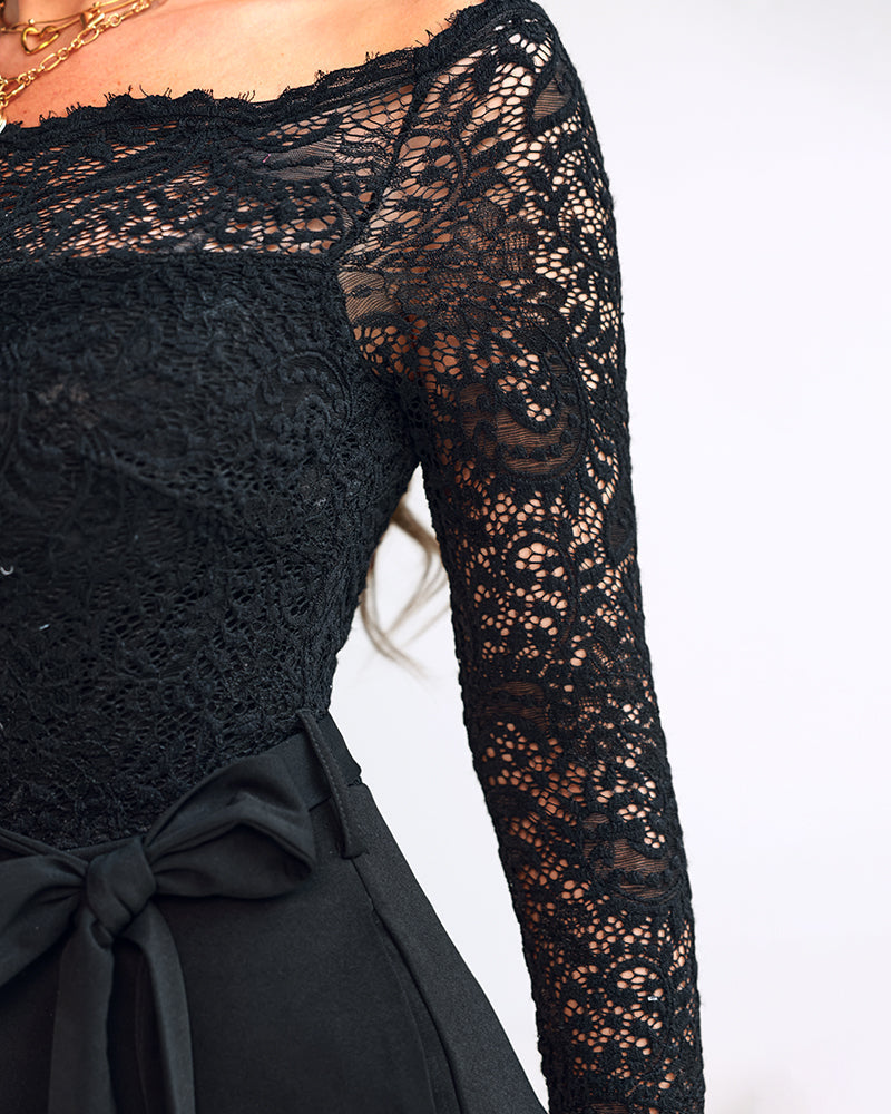 Camille – Stilvoller Jumpsuit mit weitem Hosen und Spitze
