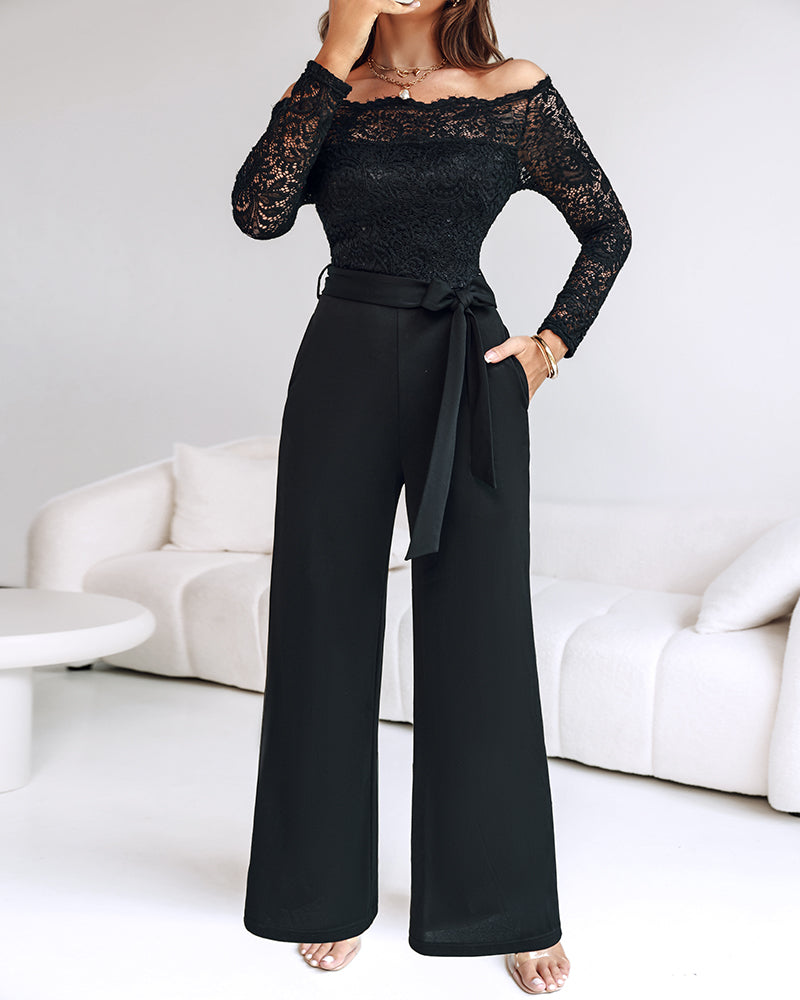 Camille – Stilvoller Jumpsuit mit weitem Hosen und Spitze