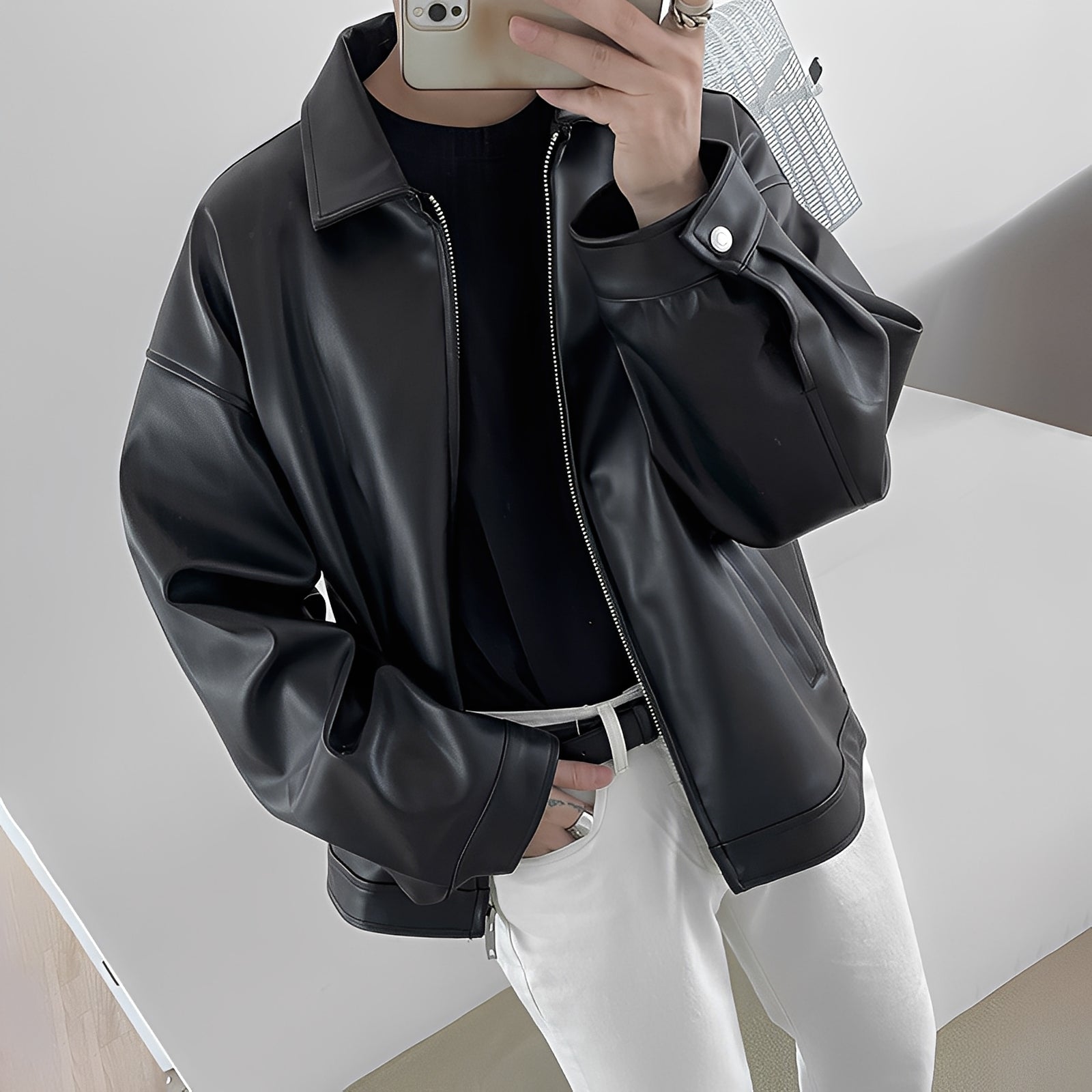 Russell - Modische Oversize-Lederbomberjacke für Herren