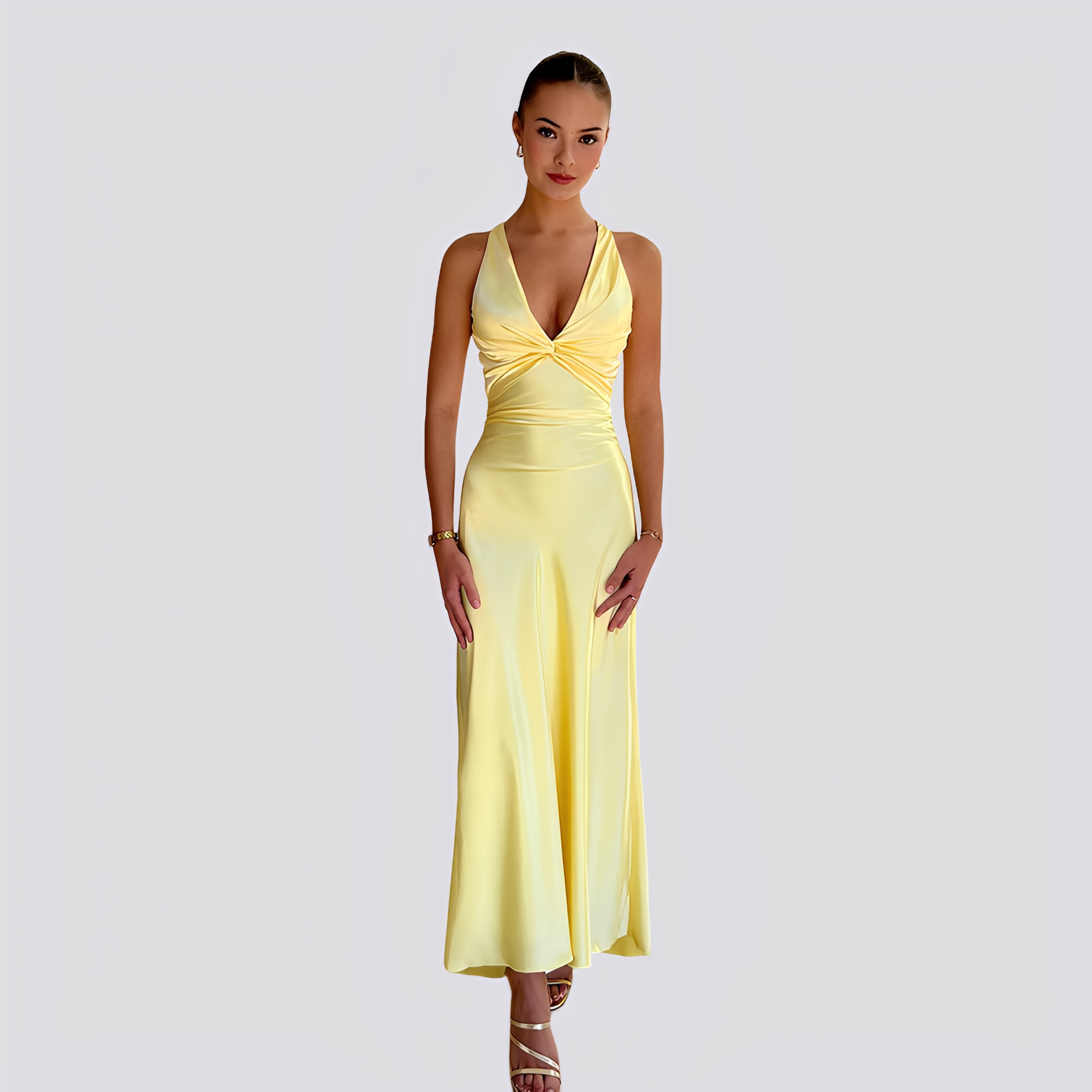 Caroline - Stilvolles Maxikleid mit V-Ausschnitt für Damen