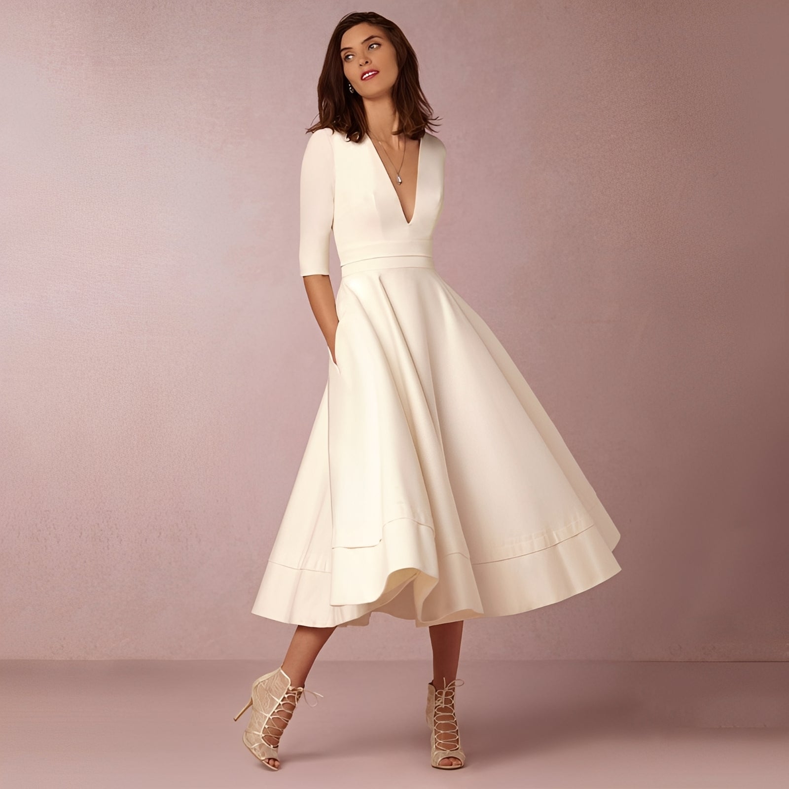 Fayei - Stilvolles Kleid mit V-Ausschnitt für Damen