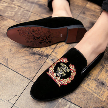 Rafael - Elegante Samtschuhe mit Stickerei für Herren