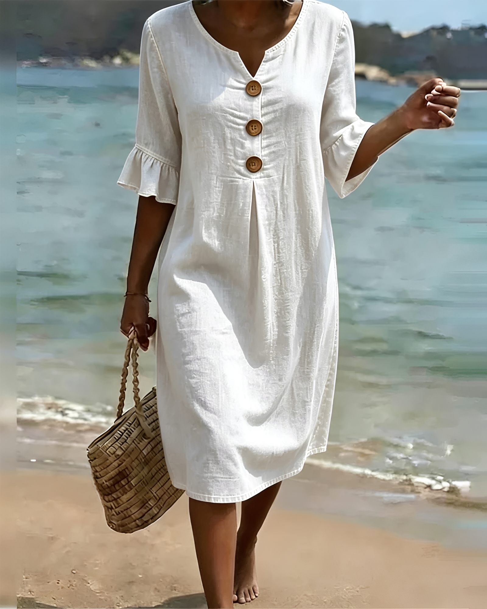 Zahara - Schickes Midikleid mit Knöpfen