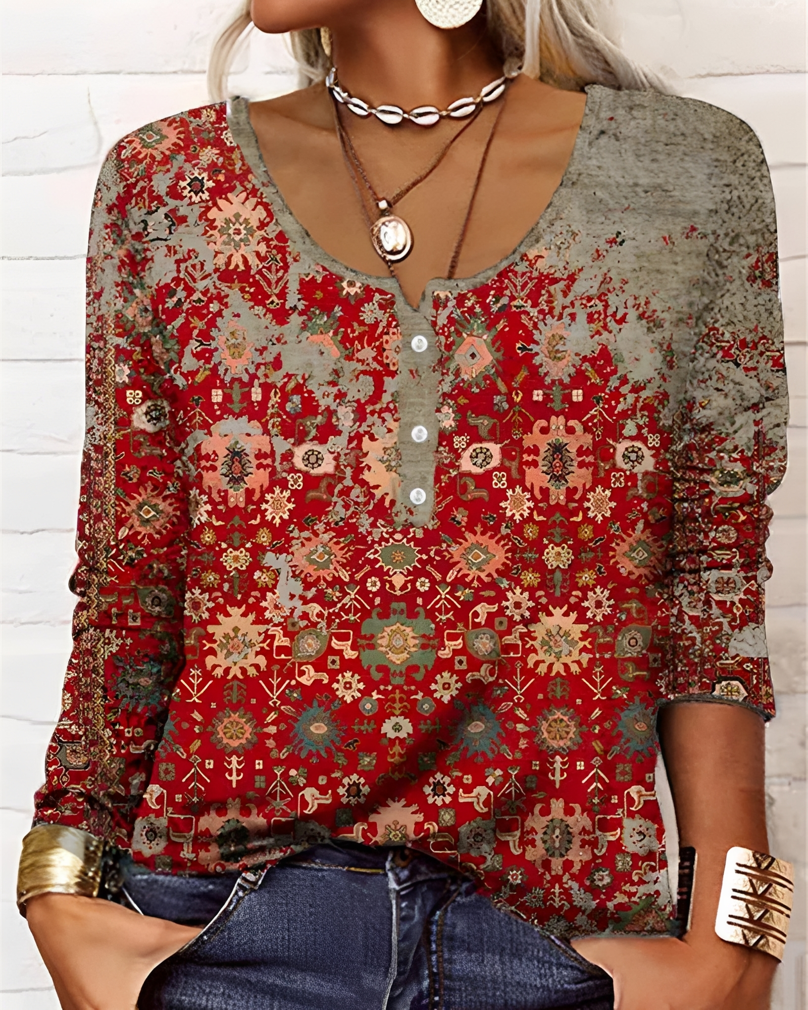 Alejandra - Elegante Halbknopf-Bluse