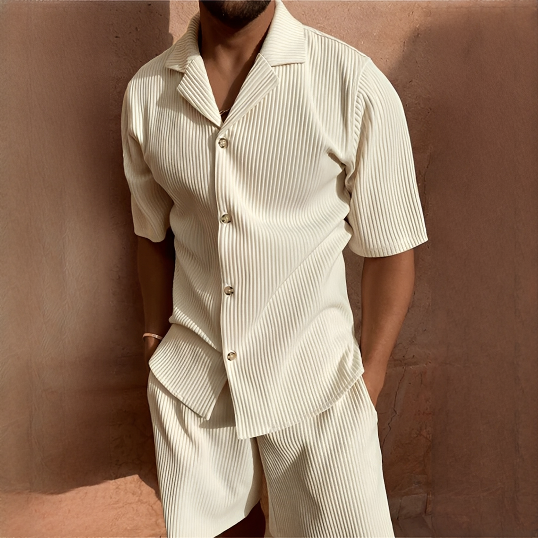 Junmar - Lässiges Hemd- und Shorts-Set für Herren