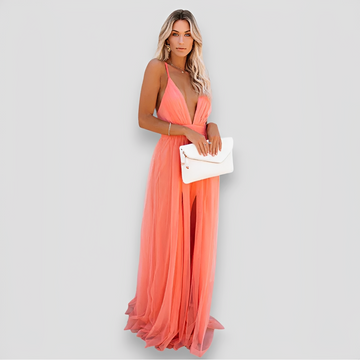 Lidia - Elegantes Maxi-Kleid mit V-Ausschnitt