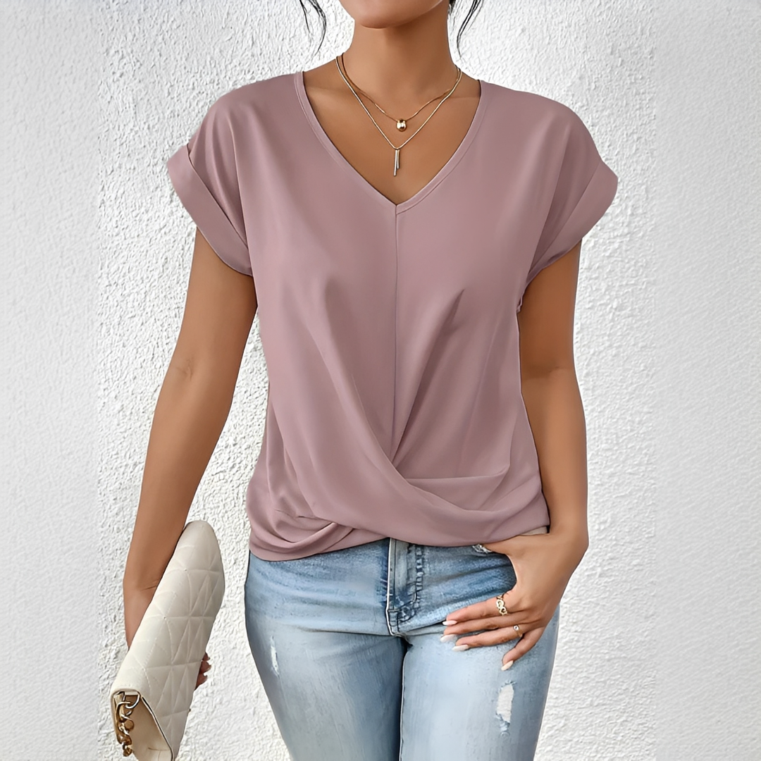 Velanie - Lässiges V-Ausschnitt T-Shirt