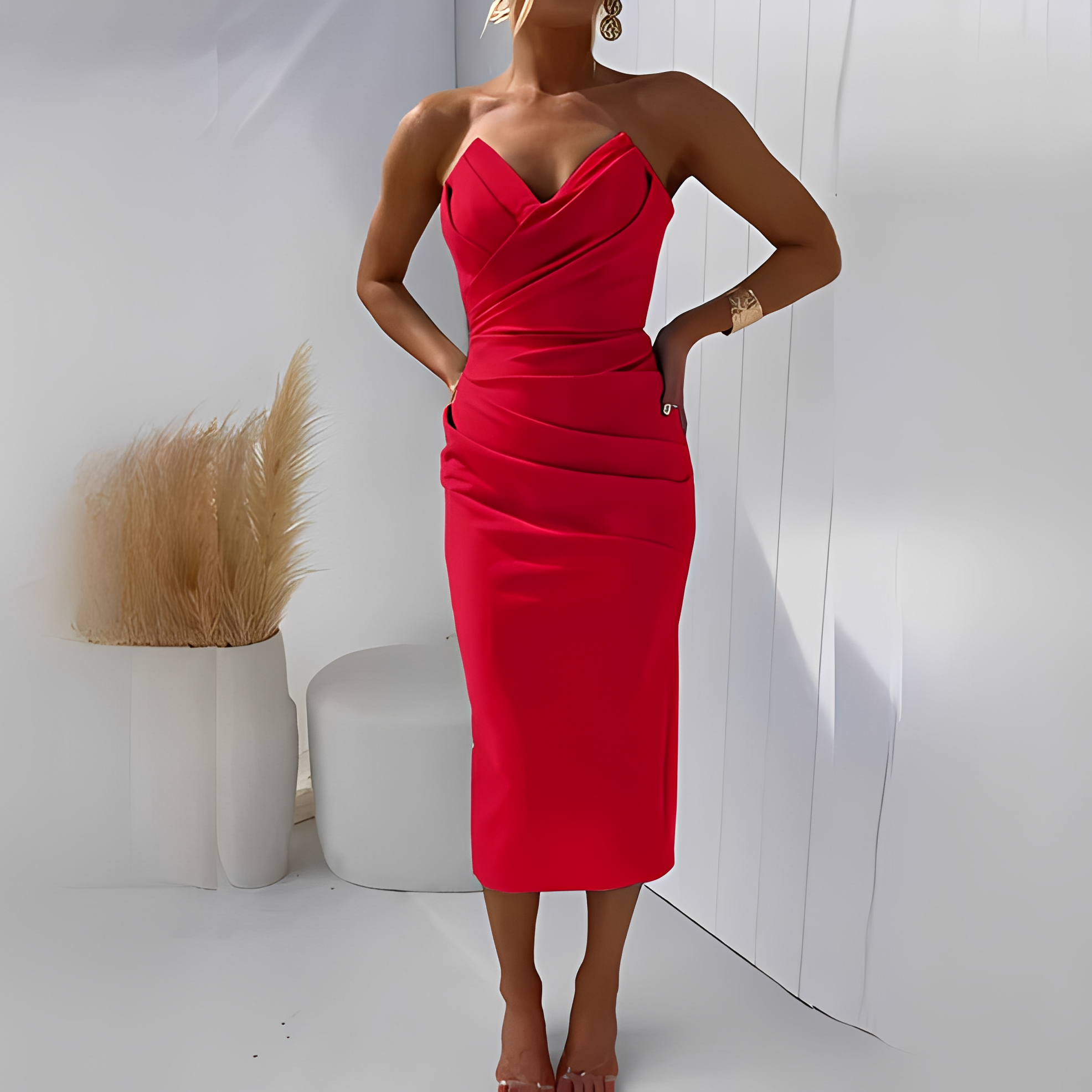 Wanda - Stilvolles schulterfreies Kleid für Damen