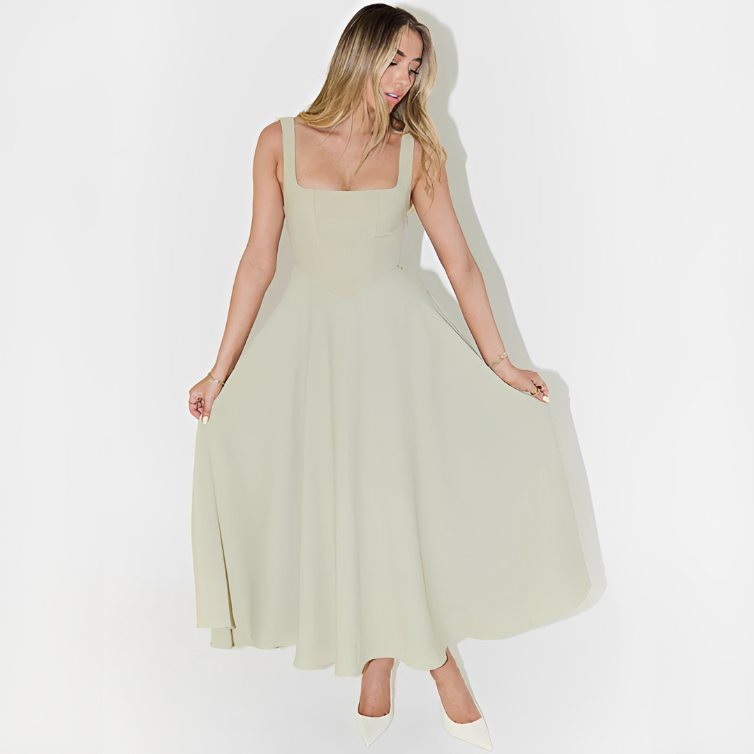 Fioren - Elegantes Midikleid mit Quadrat-Ausschnitt
