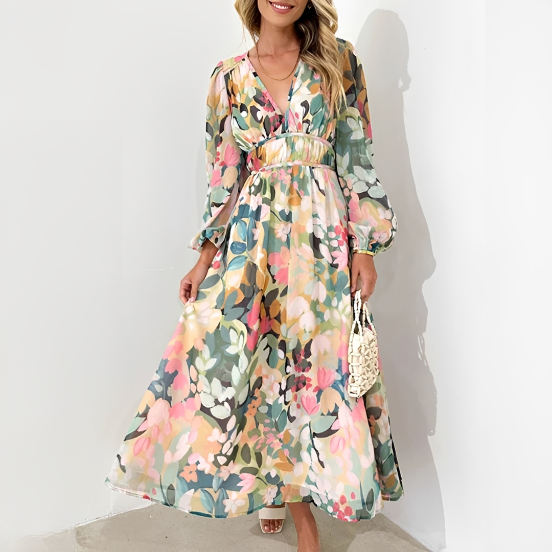 Kiara - Elegantes und Fließendes Langarmkleid