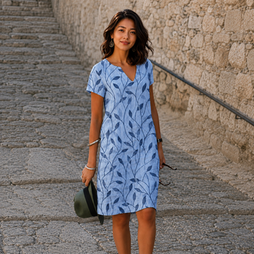 Josette - Lässiges V-Ausschnitt Midikleid