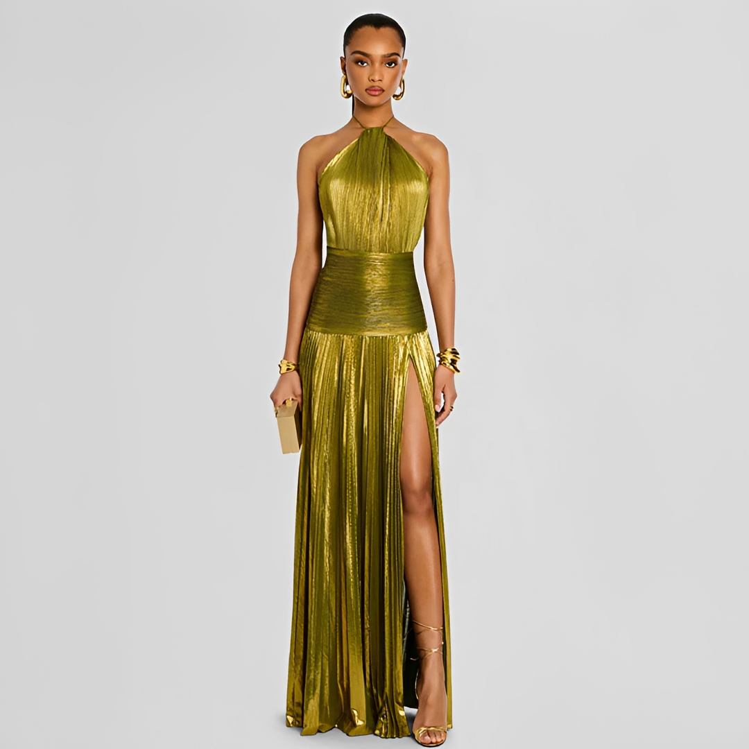 Naira - Elegantes Kleid mit Falten und Schlitz