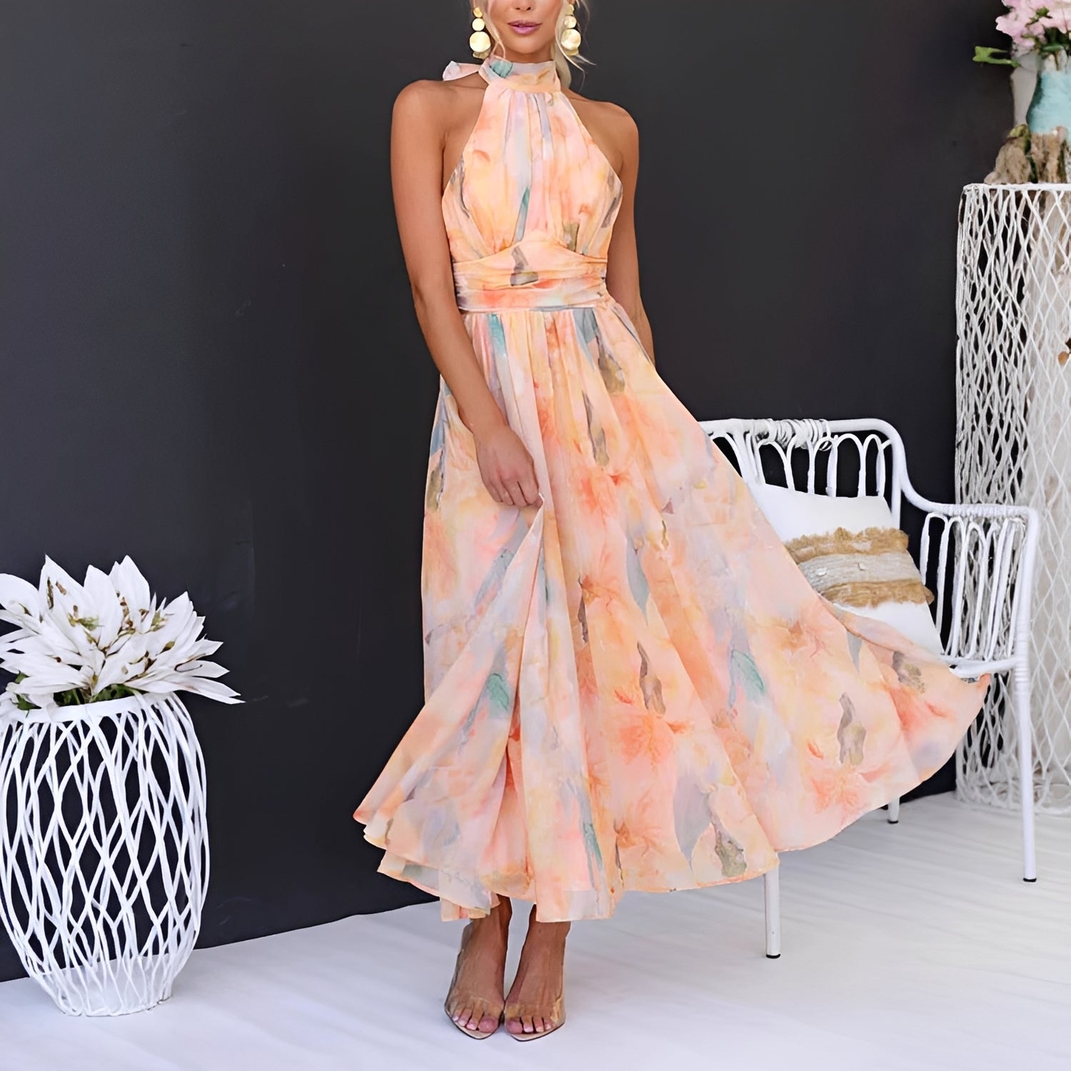 Velma - Elegantes ärmelloses Kleid mit offenem Rücken