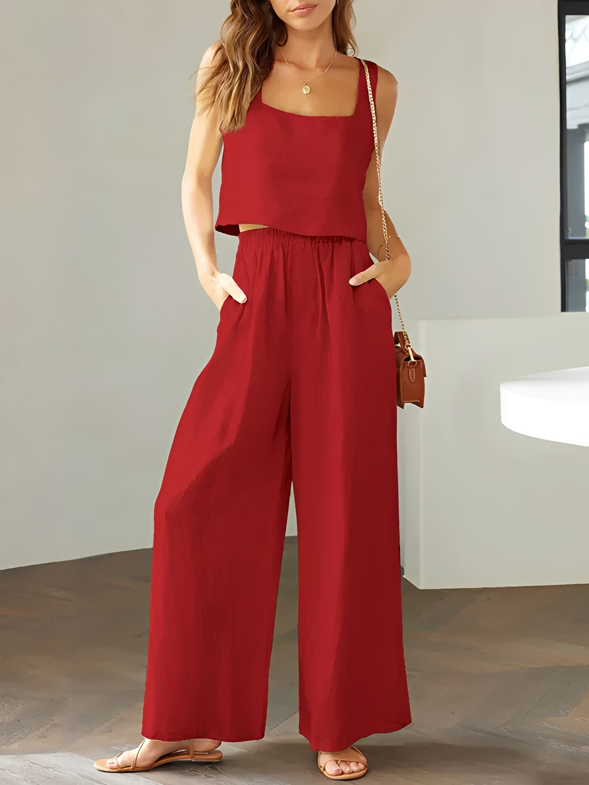 Pia - Freizeit-Set mit eckigem Ausschnitt für Top und Hose