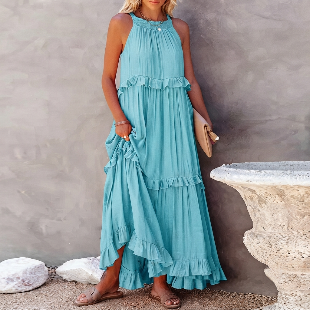 Vessa - Elegantes Stufen-Maxikleid