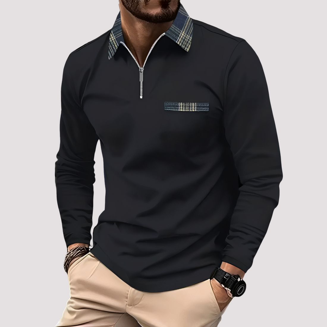 Aidan - Elegantes Langarm-Polo für Herren