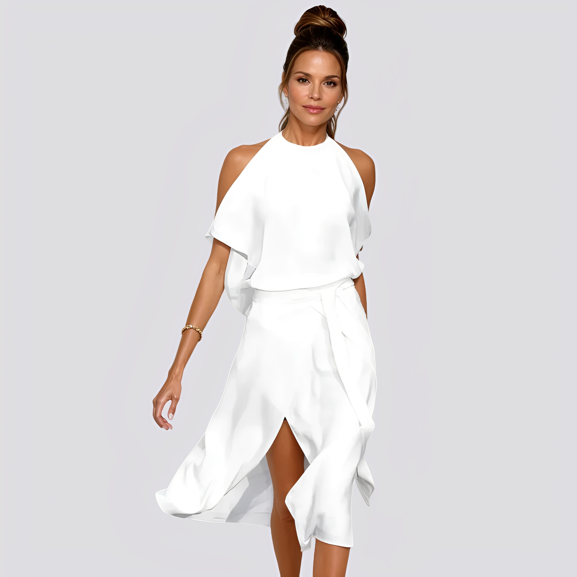 Deborah - Stilvolles, langes Damenkleid mit Schulterdetails