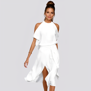 Deborah - Stilvolles, langes Damenkleid mit Schulterdetails