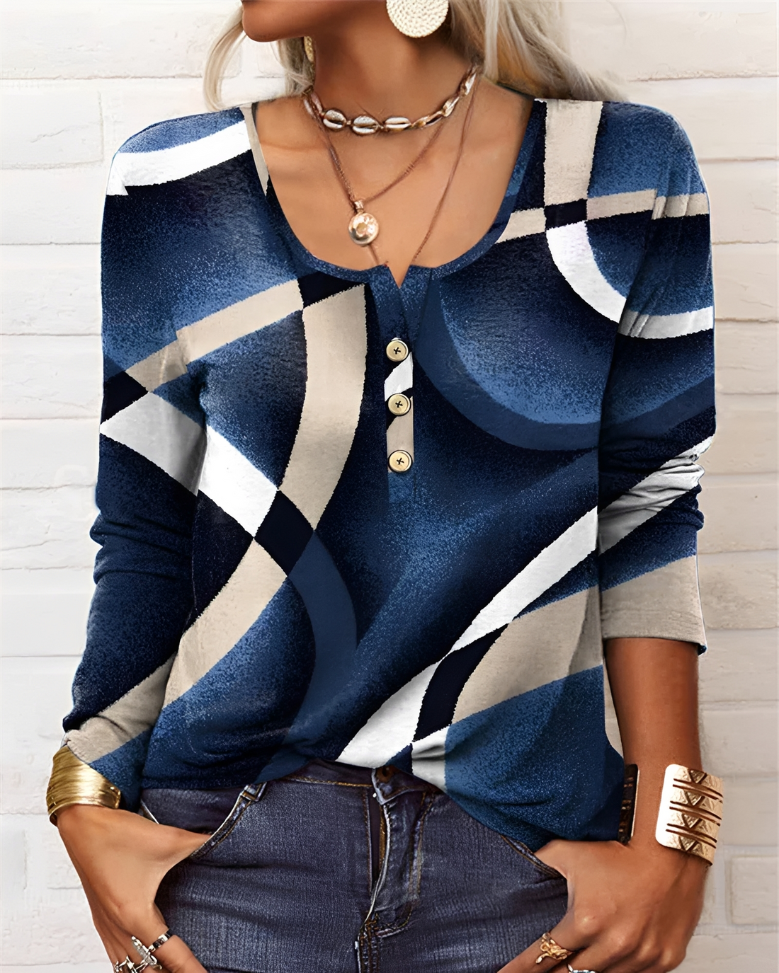 Alejandra - Elegante Halbknopf-Bluse