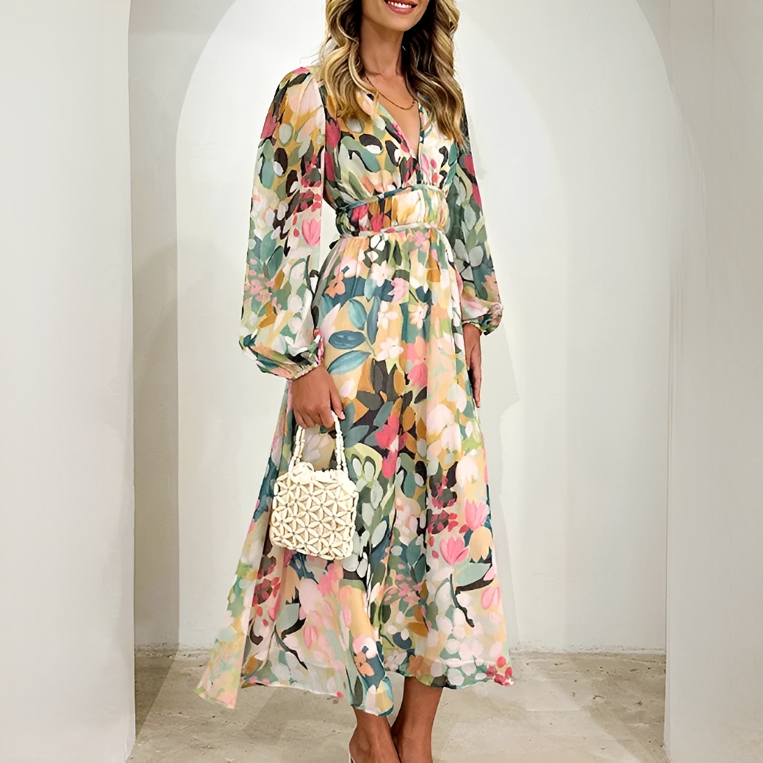 Kiara - Elegantes und Fließendes Langarmkleid