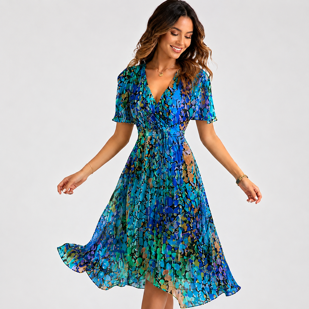 Elsinya - Stilvolles und fließendes Midi-Kleid