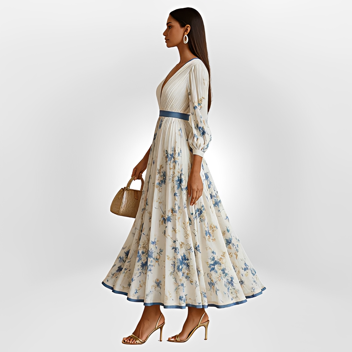 Klarise - Elegantes Wickel-V-Ausschnitt-Kleid