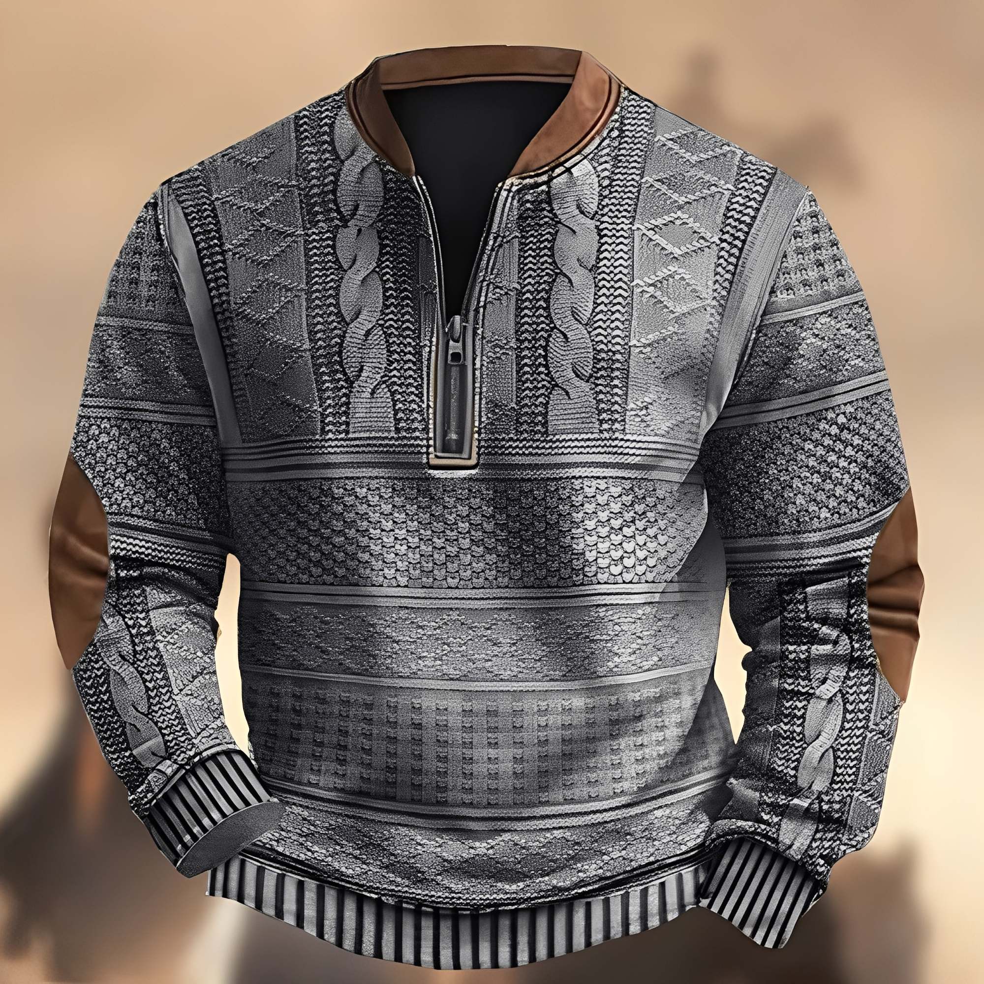 Edmund - Bequemer Herrenpullover mit Muster und Reißverschluss