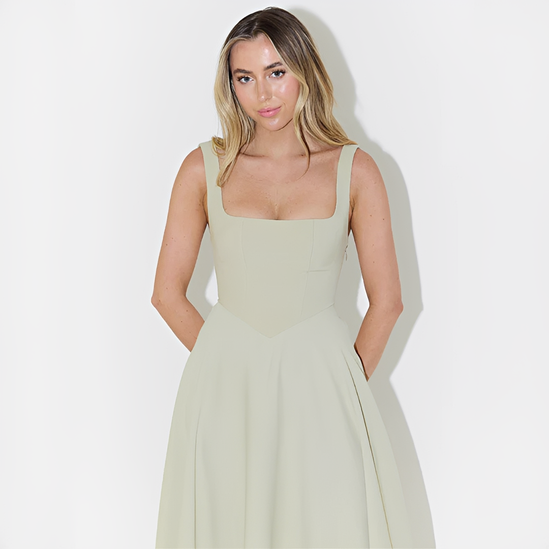 Fioren - Elegantes Midikleid mit Quadrat-Ausschnitt