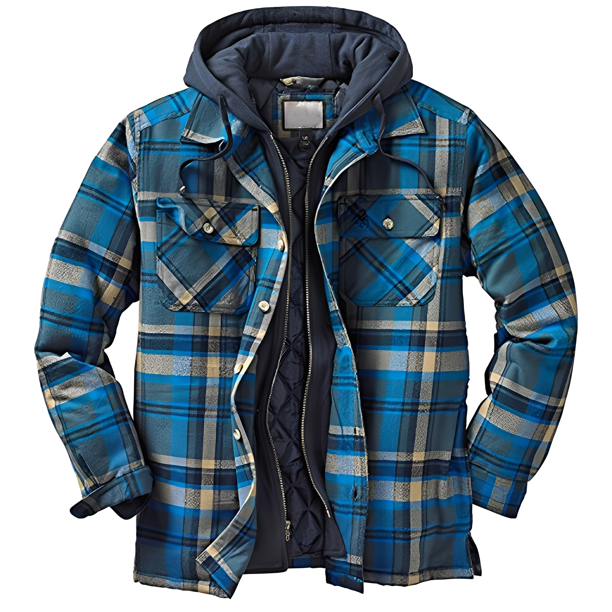 Flynn - Herrenjacke mit Kapuze und klassischem Karomuster