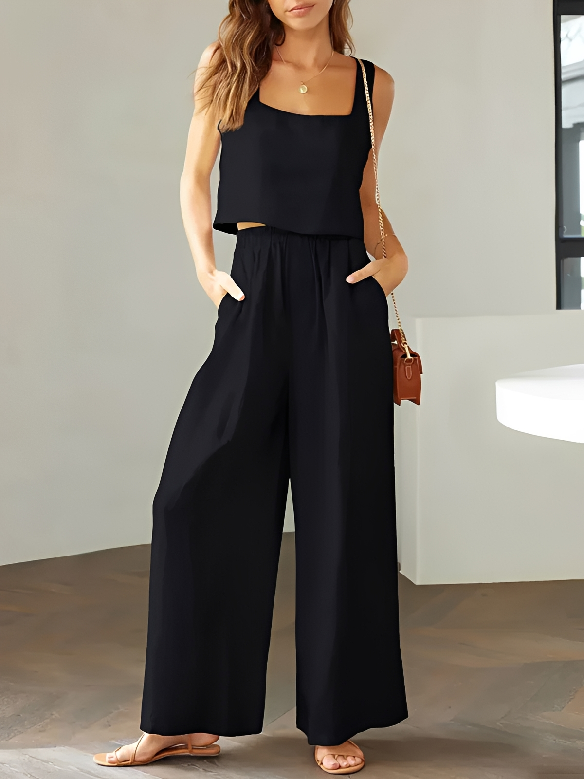 Pia - Freizeit-Set mit eckigem Ausschnitt für Top und Hose