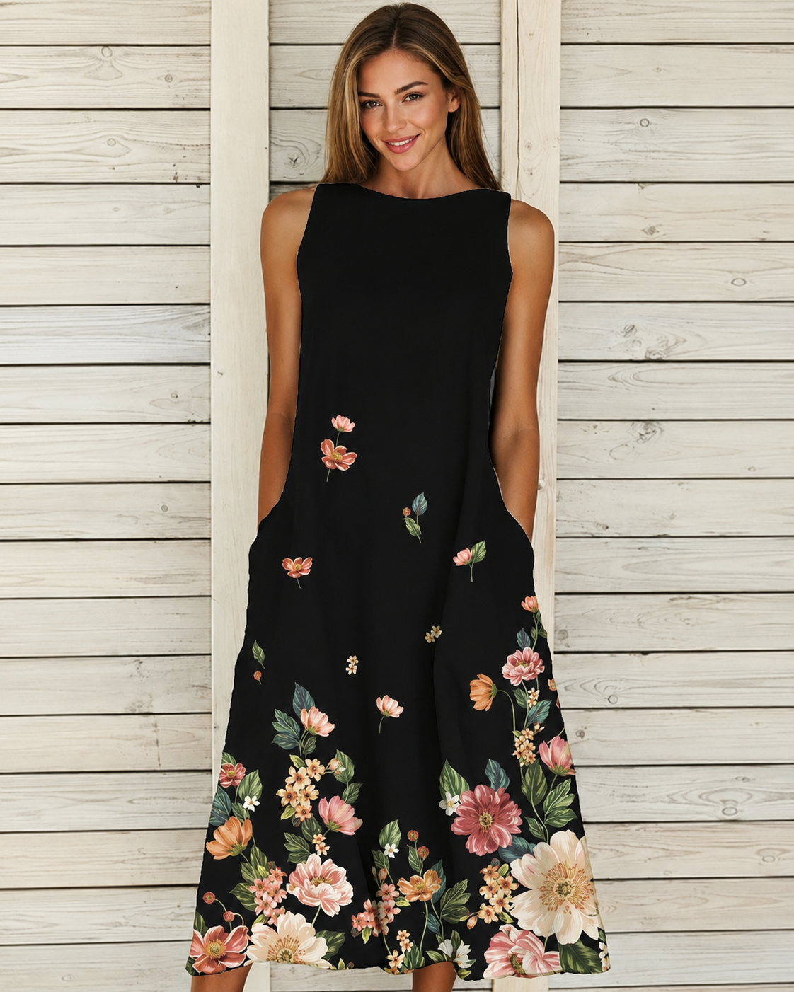 Denique - Vintage Fließendes Midikleid