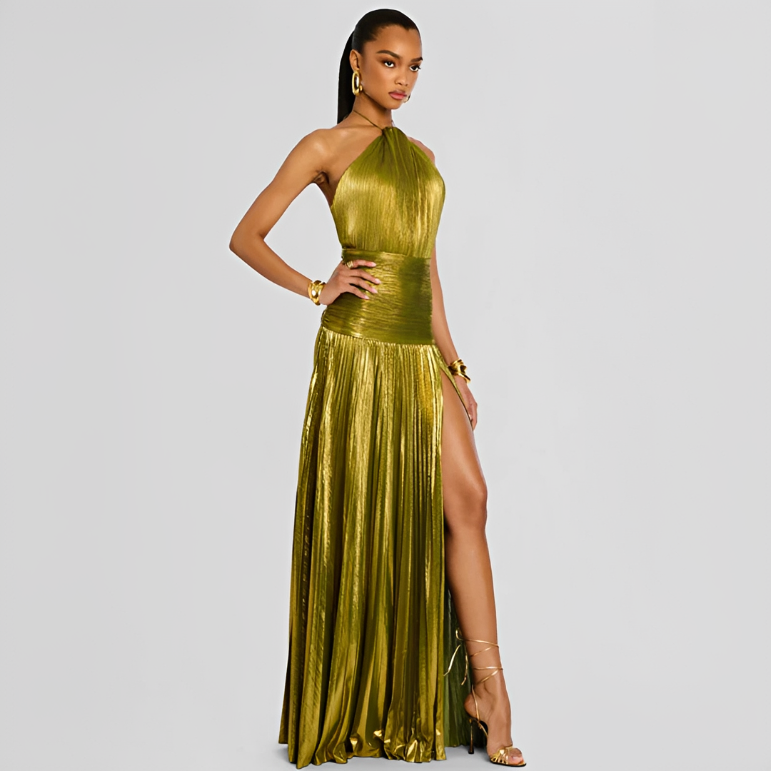 Naira - Elegantes Kleid mit Falten und Schlitz