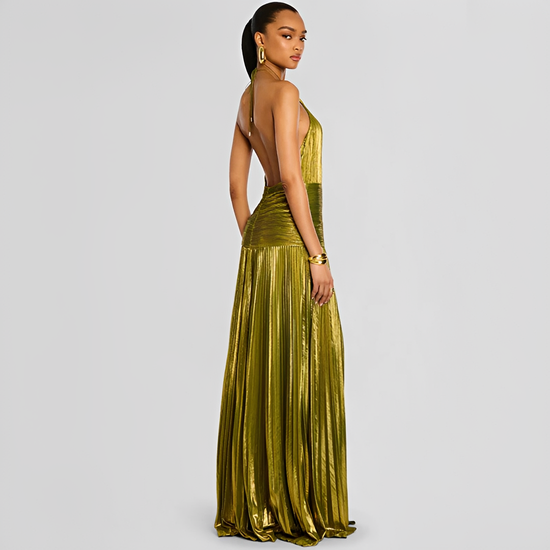Naira - Elegantes Kleid mit Falten und Schlitz