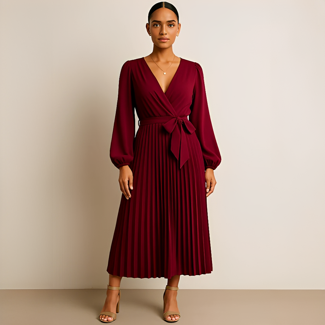 Naomi - Elegantes Kleid mit V-Ausschnitt und Falten