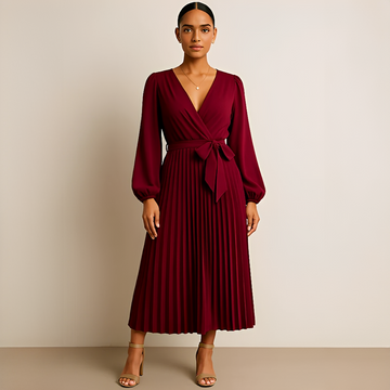 Naomi - Elegantes Kleid mit V-Ausschnitt und Falten