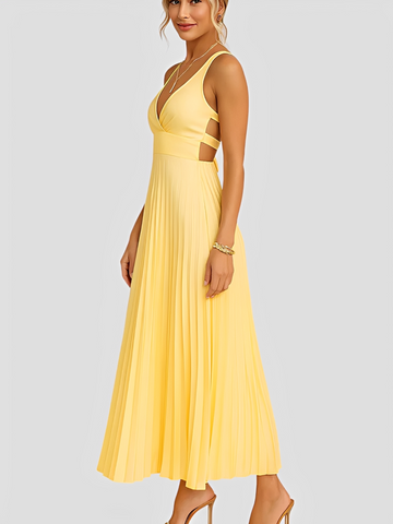 Anjanae - Elegantes Kleid mit V-Ausschnitt und Plisseefalten