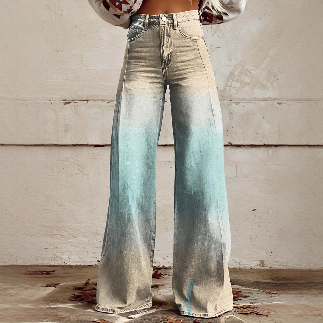 Shelley - Komfortable Weitbeinige Bedruckte Jeans