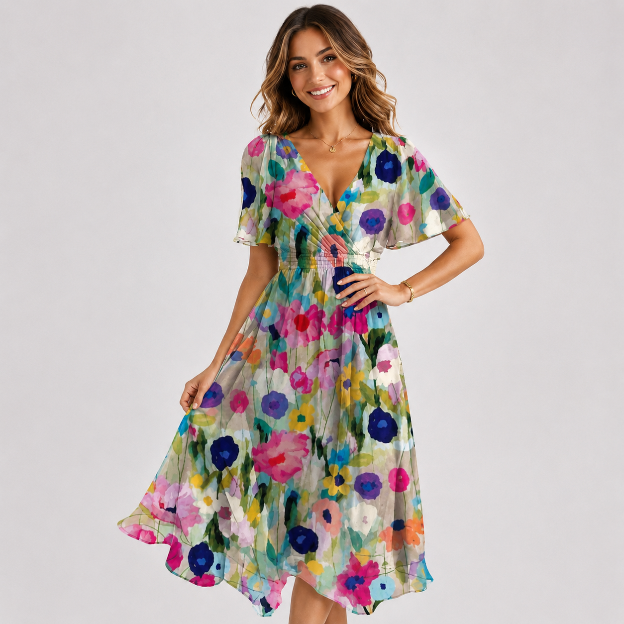 Elsinya - Stilvolles und fließendes Midi-Kleid