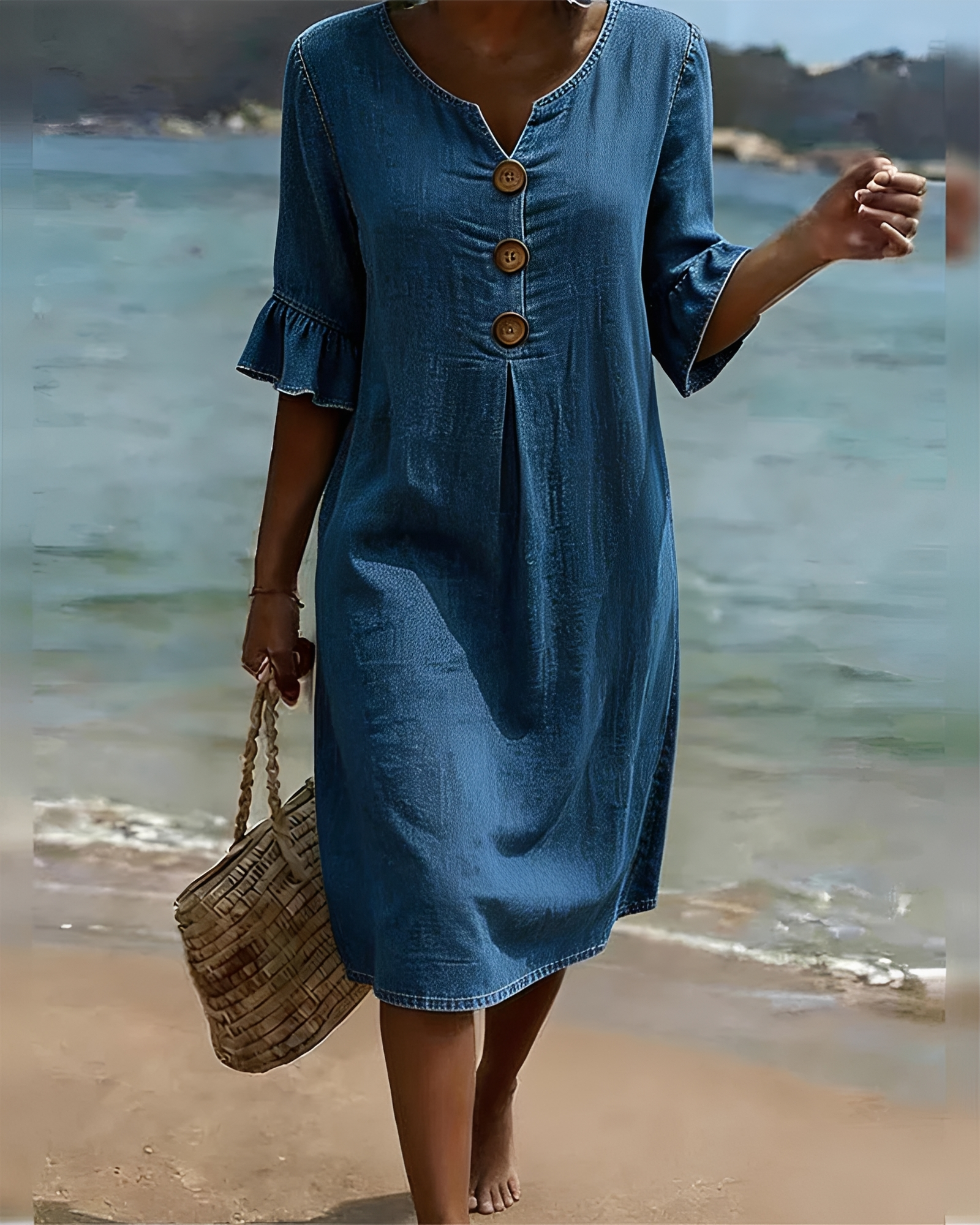 Zahara - Schickes Midikleid mit Knöpfen