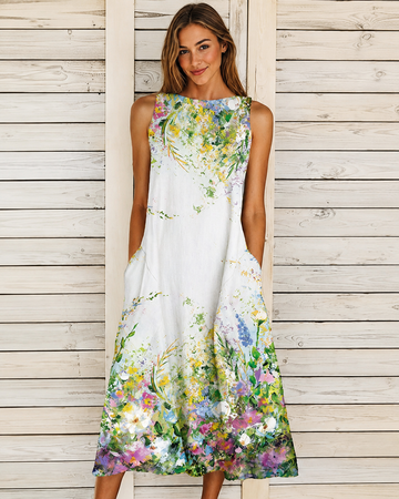 Denique - Vintage Fließendes Midikleid
