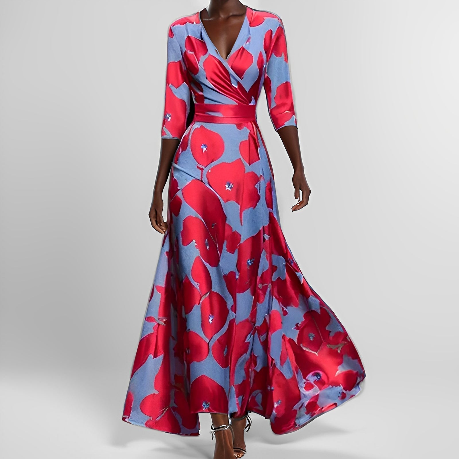 Delores - Maxilanges Blumenkleid mit langen Ärmeln