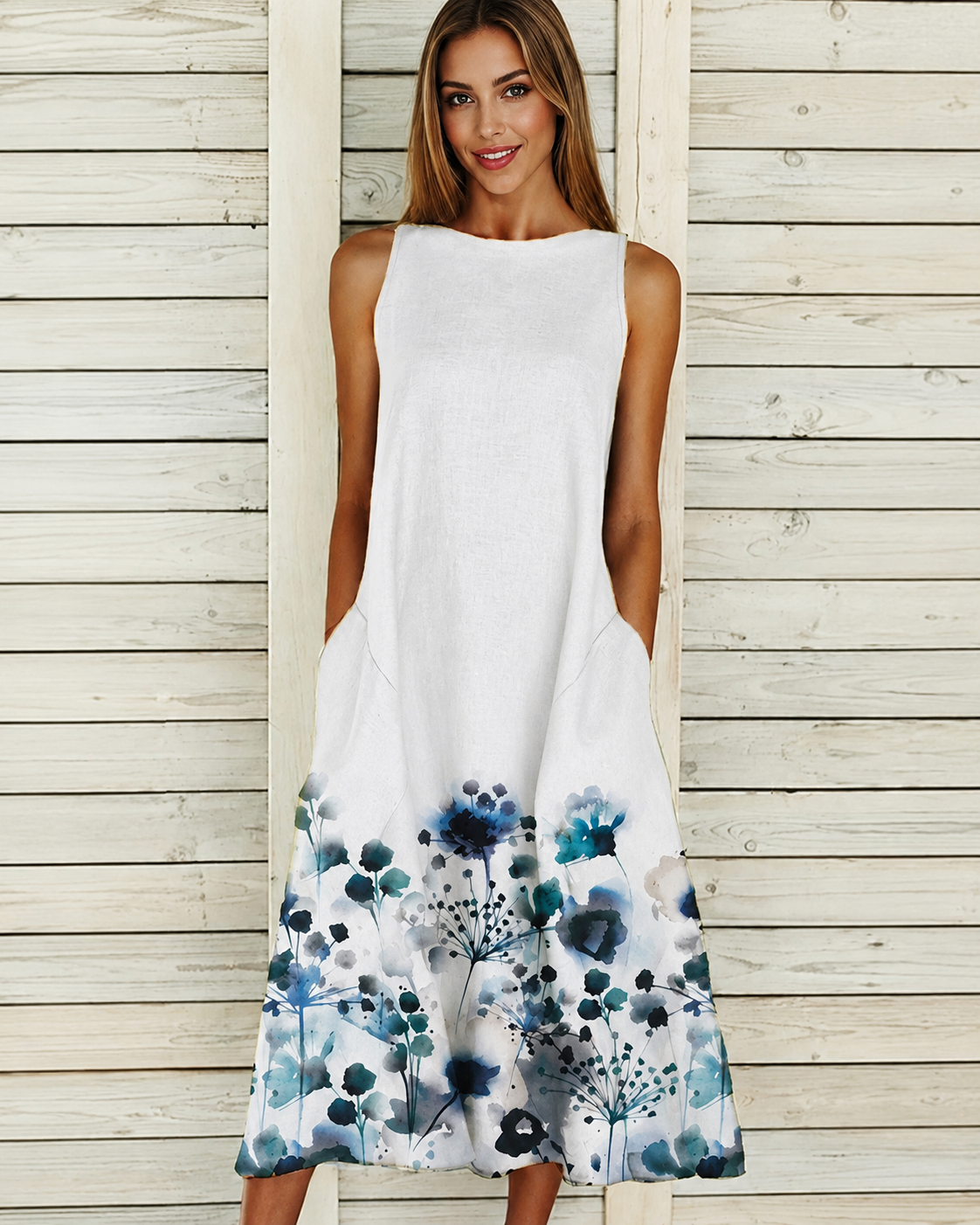 Denique - Vintage Fließendes Midikleid