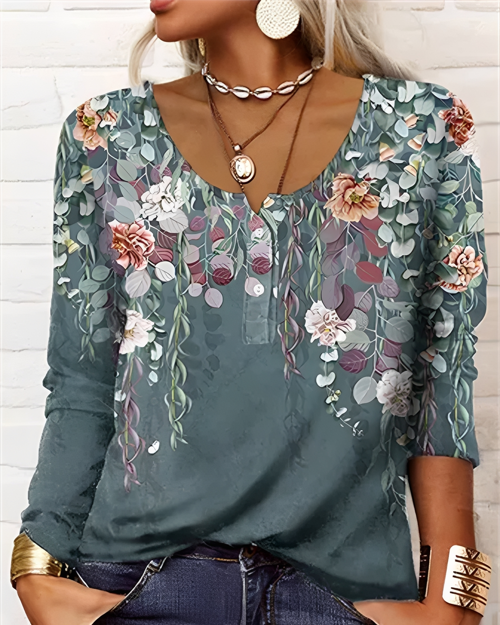Alejandra - Elegante Halbknopf-Bluse
