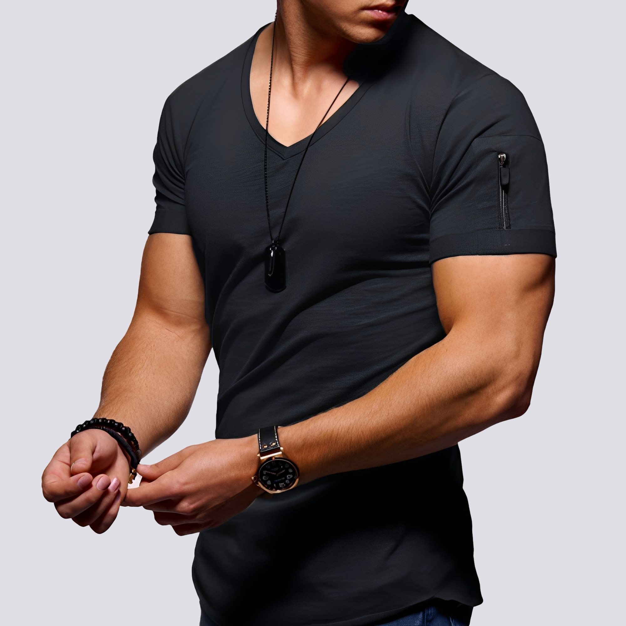 Louis - Bequemes Slim-Fit-Shirt mit V-Ausschnitt für Herren