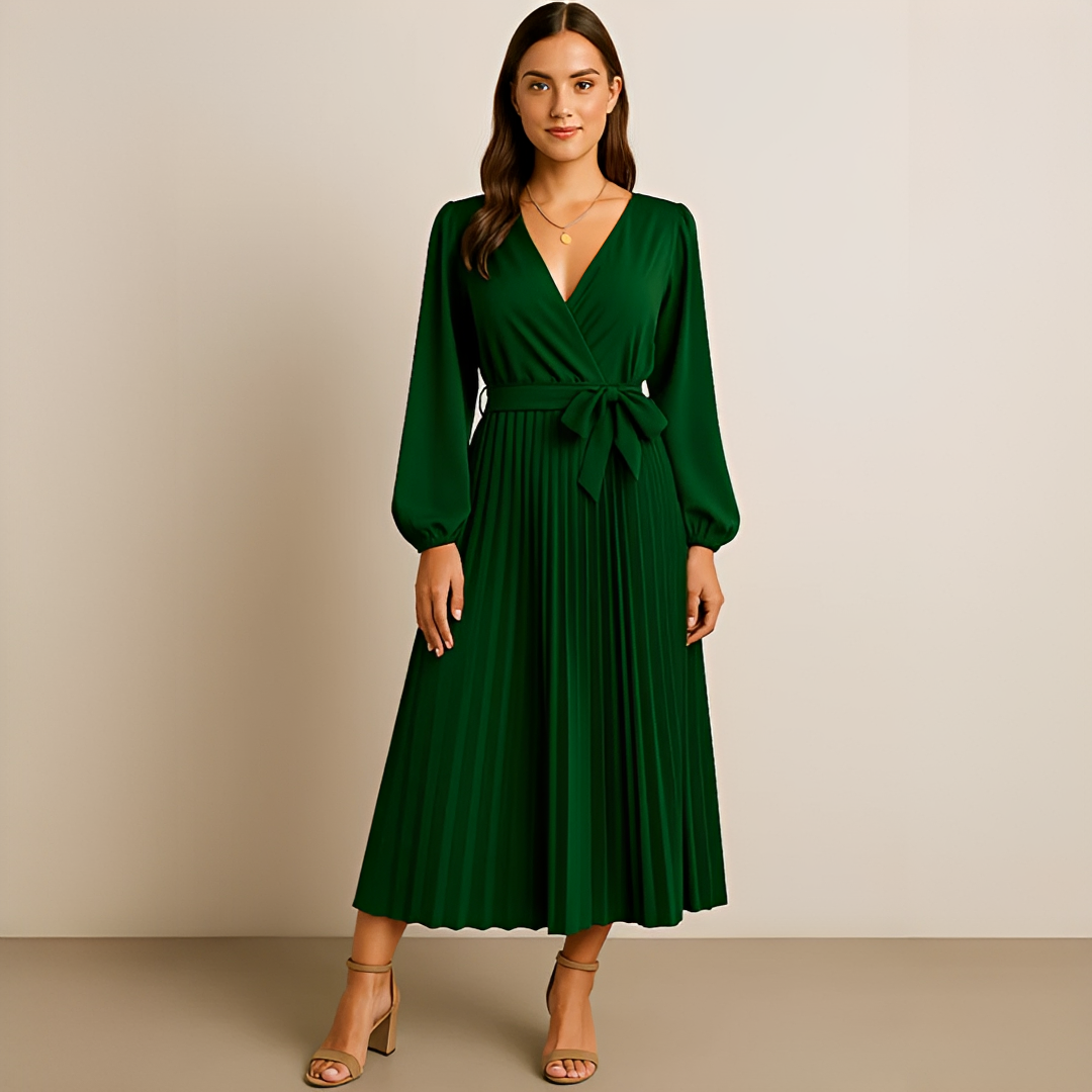 Naomi - Elegantes Kleid mit V-Ausschnitt und Falten