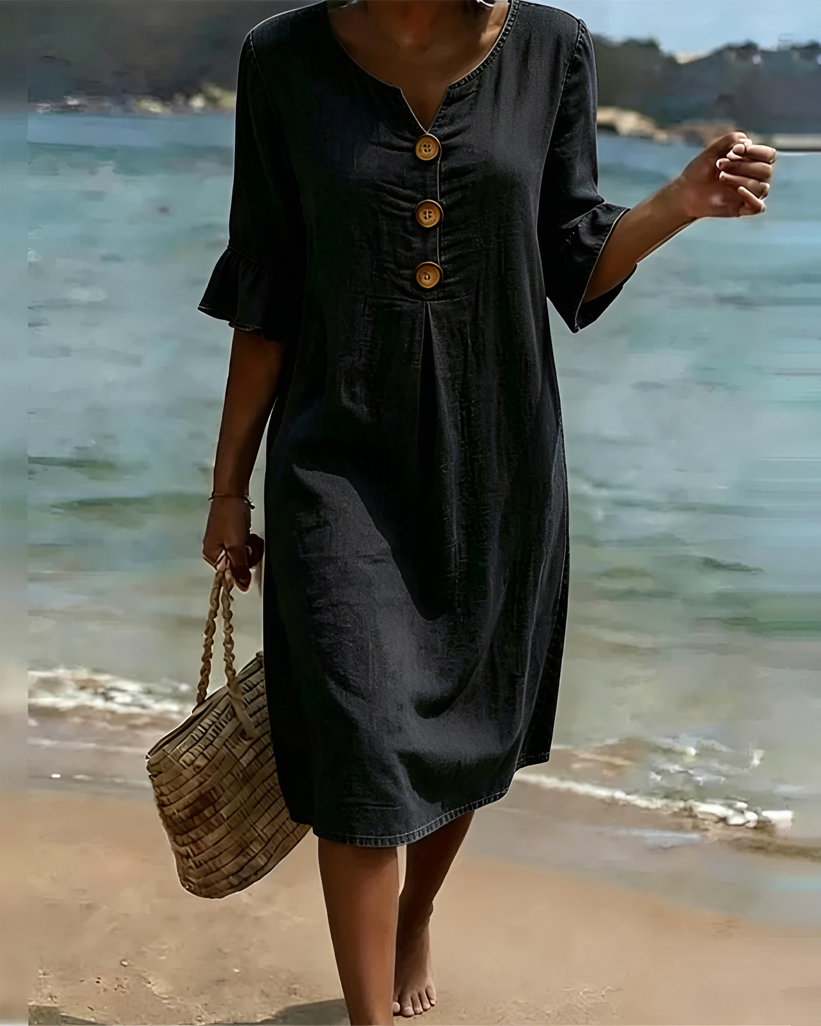 Zahara - Schickes Midikleid mit Knöpfen